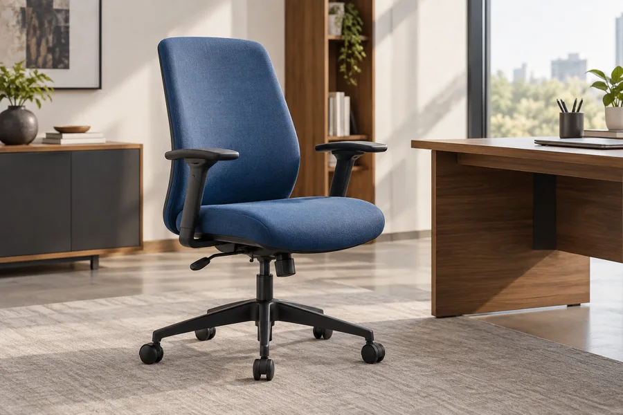 Blue upholstered office task chair