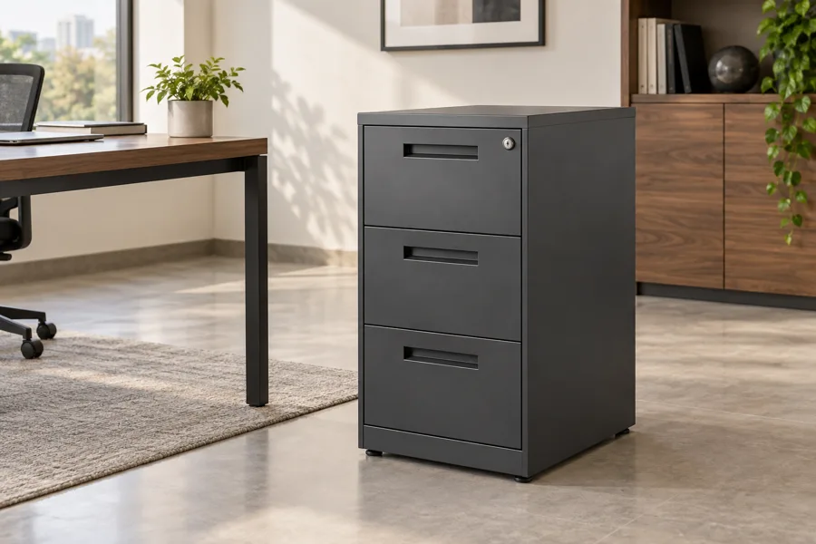 Charcoal metal filing cabinet